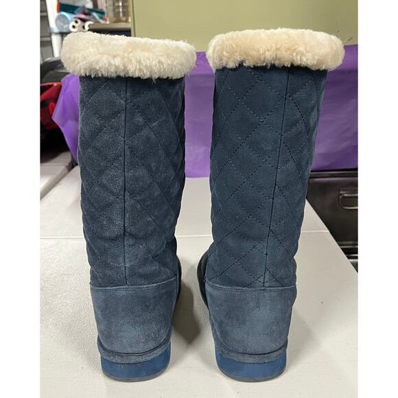 Michael Kors Sandy Quilted Suede Winter Boots Navy Women's Size 8 - Picture 3 of 10